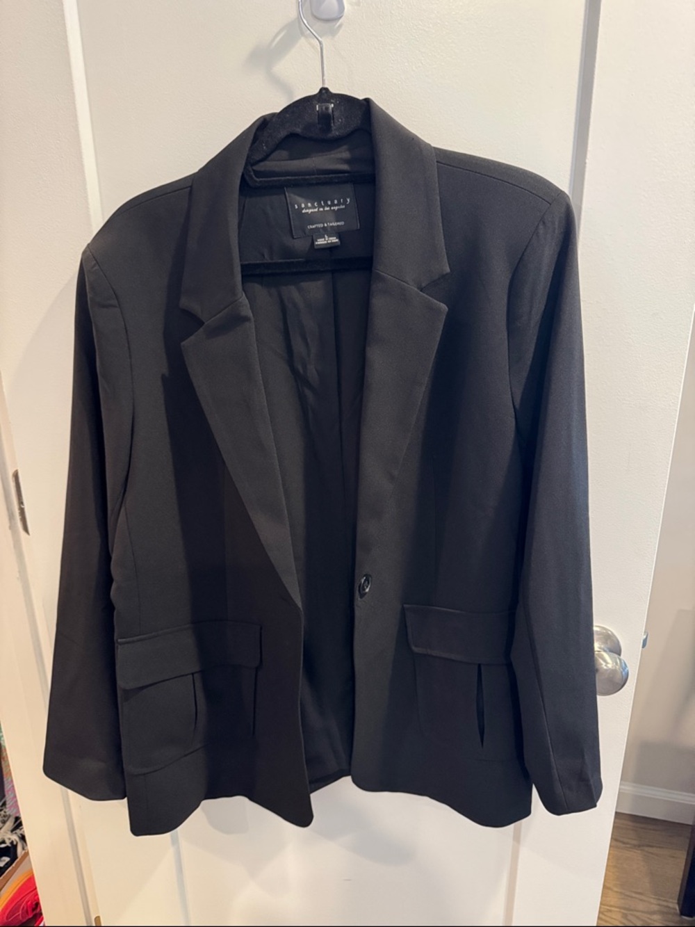 Sanctuary Black Single-Button Blazer with Flap Pockets